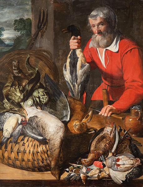  TALLER DE FRANS SNYDERS S. XVII - 

Bodegón de caza con figura de cazador