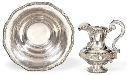  Aguamanil de plata francesa punzonada de Charles Harleux con marca de exportación en vigor de 1839 a 1879.
