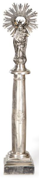  Virgen del Pilar de plata española punzonada Tabonji, Zaragoza S. XIX