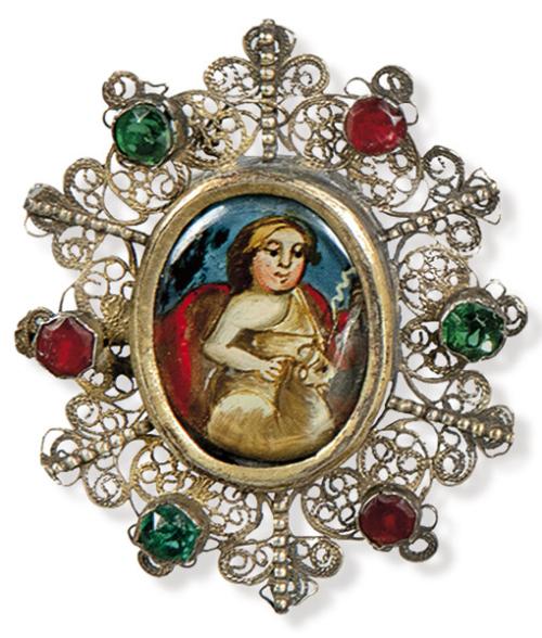  Relicario Plata, s. XVIII. 7,2 x 6 x 1,5 cm  90-120€