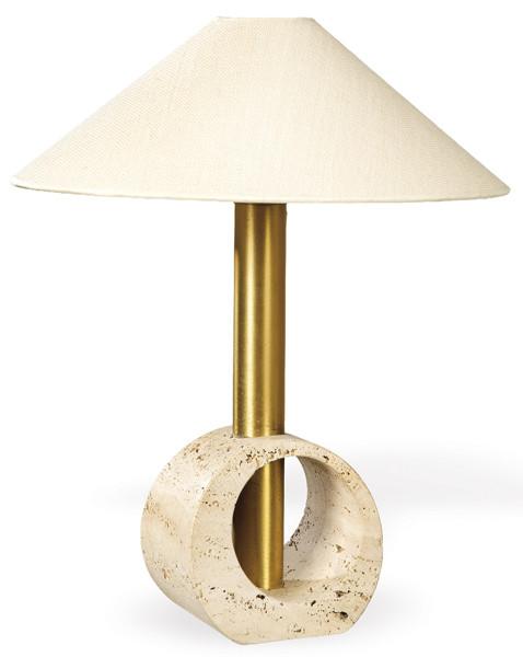  Lámpara de mesa. 

Base de travertino tallada y pulida