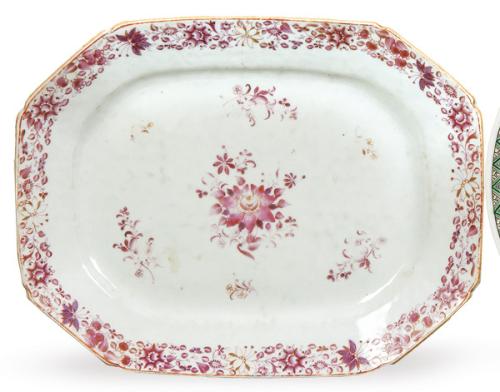  Fuente de porcelana de Compañía de Indias, Famlia Rosa, Dinastía Qing, época de Qianlong (1736-95)