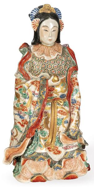 "Seibo Reina Madre del Oeste" en porcelana parcialmente vidriada de Satsuma, Periodo Meiji (1868-1912)