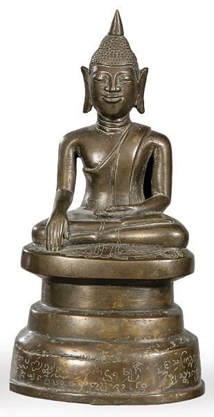  Buda sentado en bronce estilo Shan, Birmania S. XIX