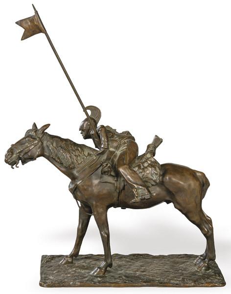  Soldado de bronce a caballo